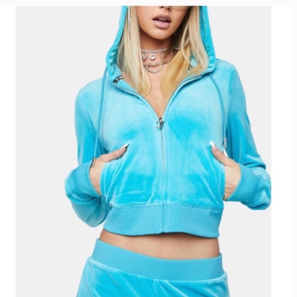 Vintage JUICY COUTURE Y2K Blue Velour Tracksuit Set Paris Hilton